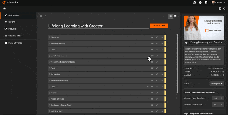 MentorKit Course Creator Edit